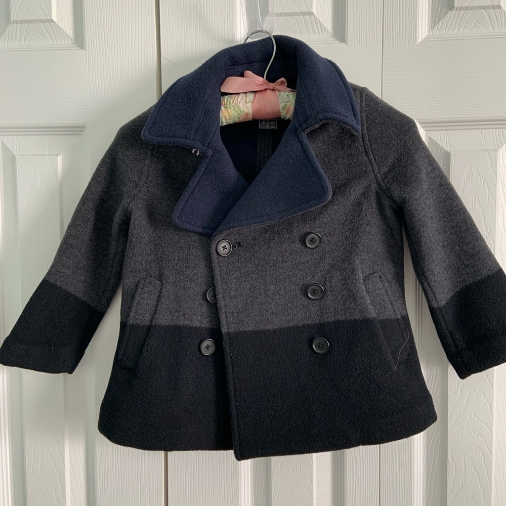 Navy blue gray and black pea coat size for